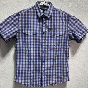 Banana Republic Men's Short Sleeve‎ Button Down Purple Checkered Size Small